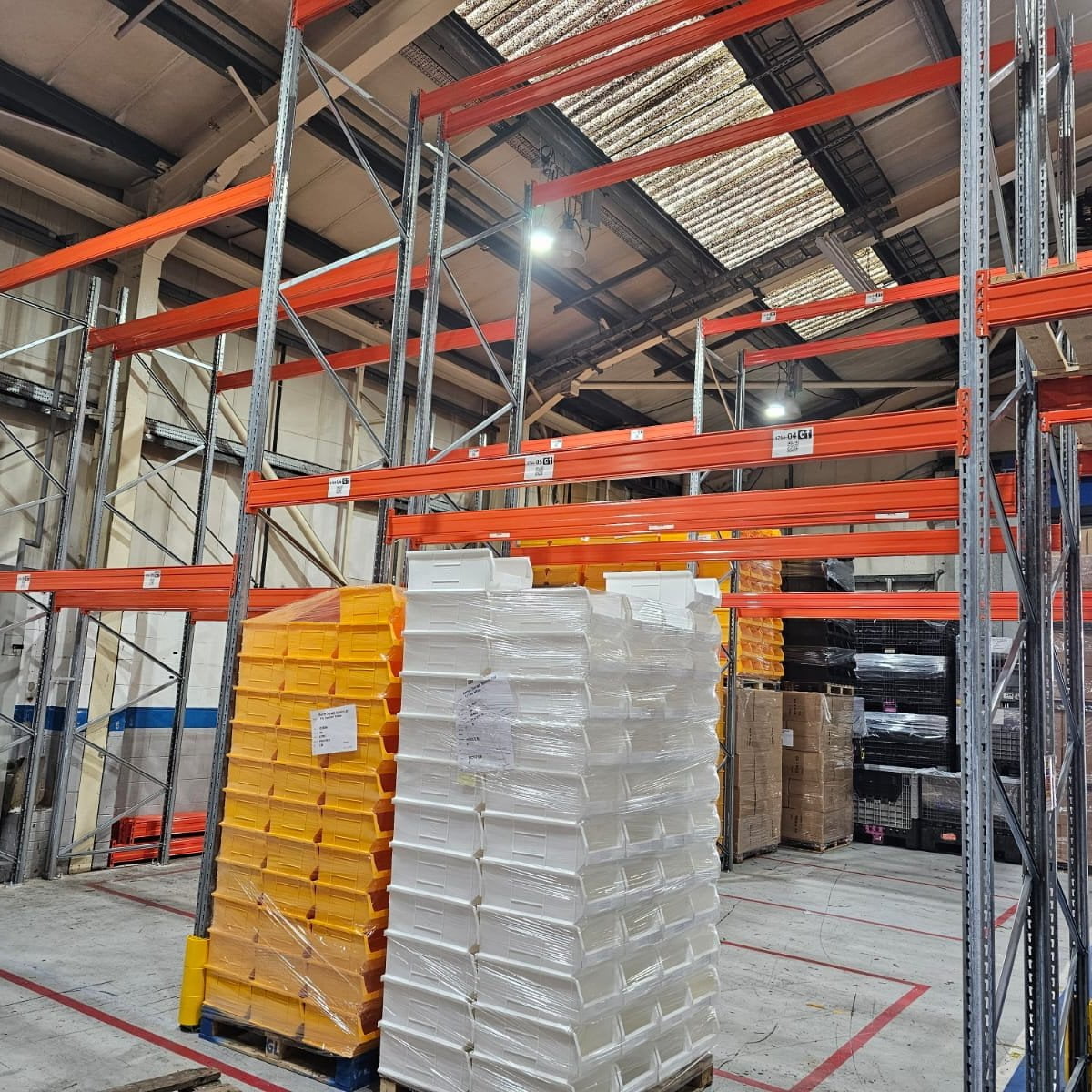 Pallet racking erected in warehouse