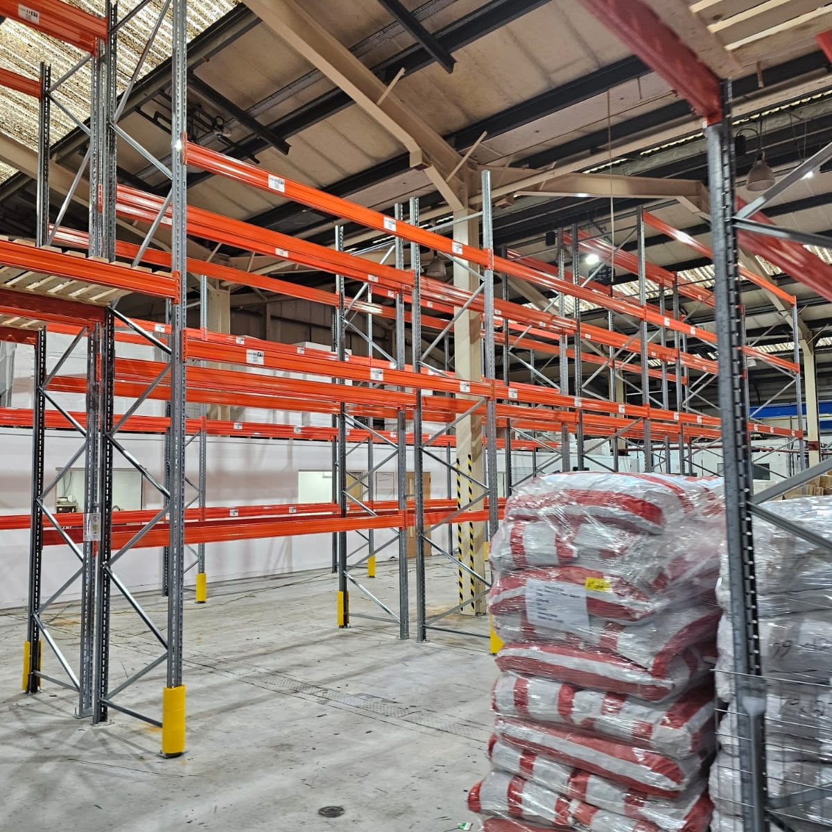 a pallet racking system in manufacturers warehouse
