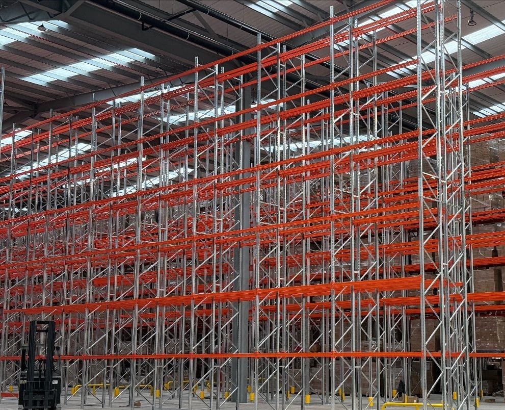 Adjustable pallet racking installed