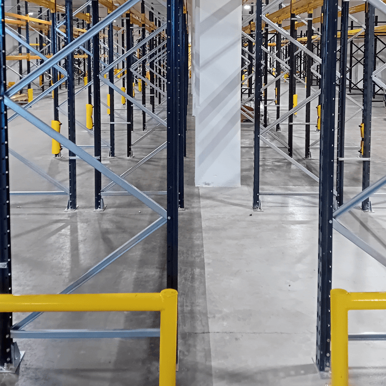 used pallet racking, rack end barriers