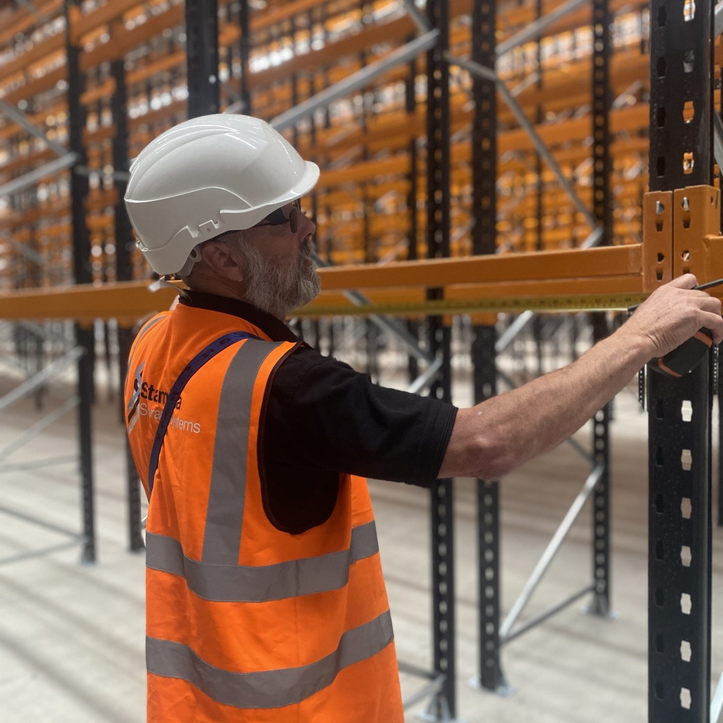 second hand racking rack inspector in action