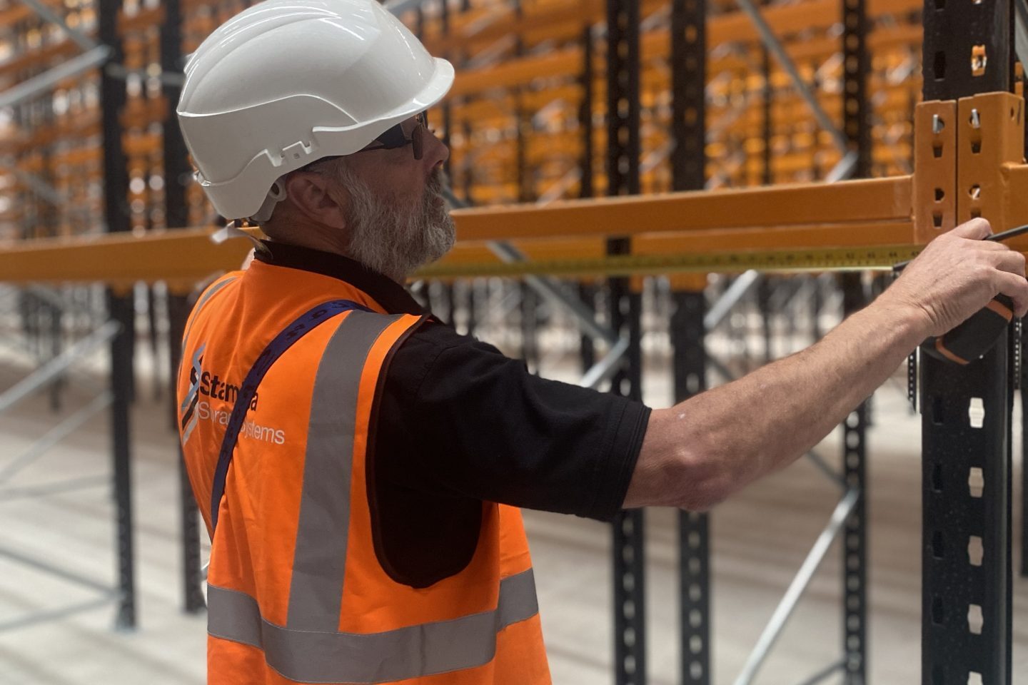 second hand racking rack inspector in action