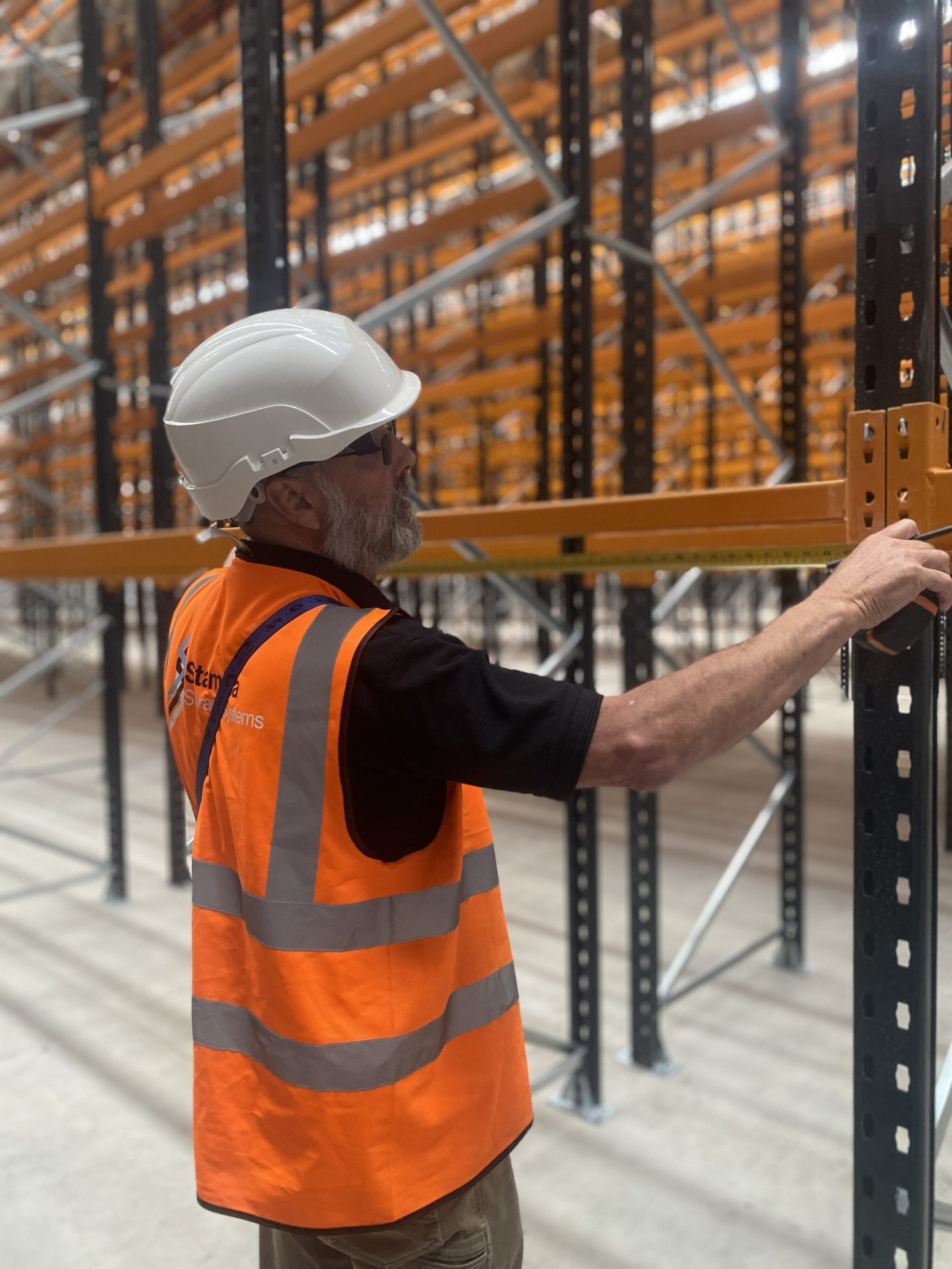 second hand racking rack inspector in action