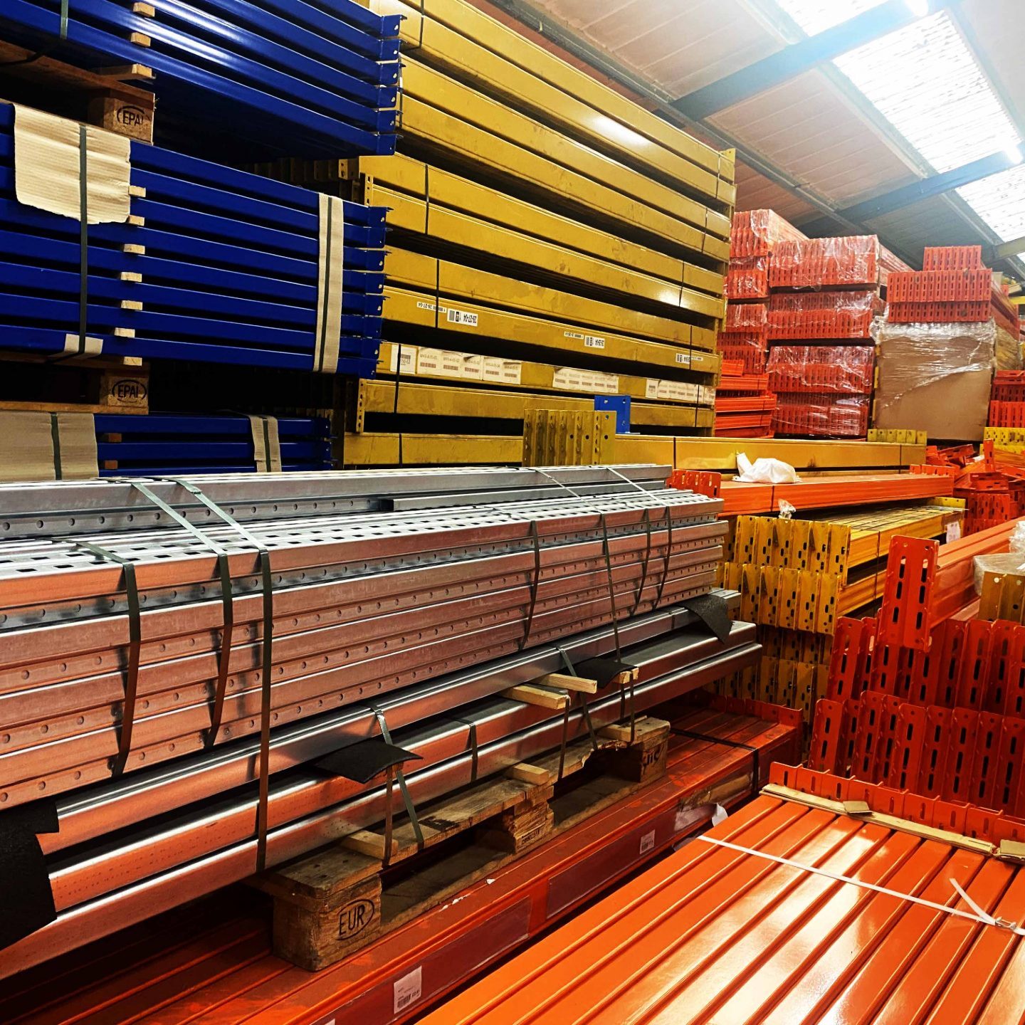 Used beams in warehouse