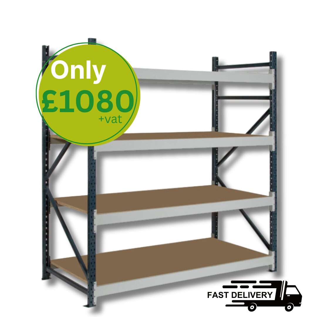 8 bays of warehouse shelving